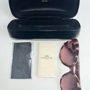 Coach Women's Brown Sunglasses with Pink Lenses